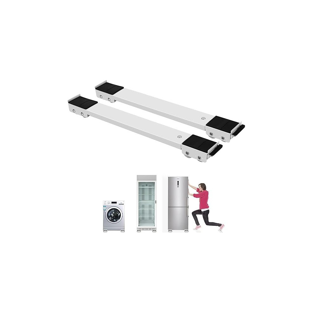 Yu Well Furniture Dolly Mobile Roller, Extendable Appliance Rollers Mobile Washing Machine Base, Fridge Stand Moving Cart For Washing Machines, Refrigerators, Dryers, Dishwashers Adjustable, White