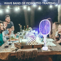 Yu Well Electric Fly Swatter, 3000V USB Rechargeable Fly Killer Bug Zapper Racket With Charging Base, Home And Outdoor Mosquito Killer With LED Light For Mosquitoes, Flies, Bees, Moths, White, 2 Pcs