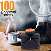 Yu Well Roll Quick Lighting Charcoal Briquettes For Hukkah Sheesha BBQ Grill Preparation Long Lasting For Bakhoor And Incense Burning, 100 Pieces, Pack Of 2