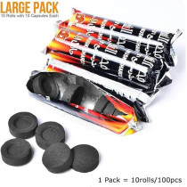 Yu Well Roll Quick Lighting Charcoal Briquettes For Hukkah Sheesha BBQ Grill Preparation Long Lasting For Bakhoor And Incense Burning, 100 Pieces, Pack Of 2