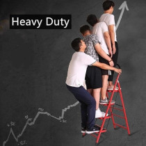 Yu Well Folding Heavy Duty Steel Ladder 150 Kg Capacity, Rubber Pad Multi-Purpose Portable Ladder For Home, Kitchen, Garden, Office, Warehouse, 4 Step, White/Black