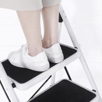 Yu Well Folding Heavy Duty Steel Ladder 150 Kg Capacity, Rubber Pad Multi-Purpose Portable Ladder For Home, Kitchen, Garden, Office, Warehouse, 5 Step, White/Black