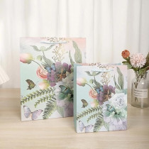 Yu Well Gift Bags With Comfortable Handle For Birthday Wedding Gift Shopping And More Glittery Flowers 2 Pcs, 30L x 12W x 41H