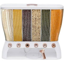 Yu Well Dual Food Dispenser Dry Food Dispenser, Grain Cereal Dispenser Countertop For Kitchen, Capacity: 10 Kg, White