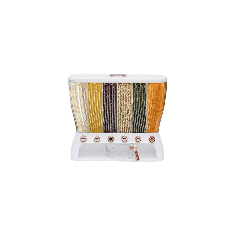 Yu Well Dual Food Dispenser Dry Food Dispenser, Grain Cereal Dispenser Countertop For Kitchen, Capacity: 10 Kg, White