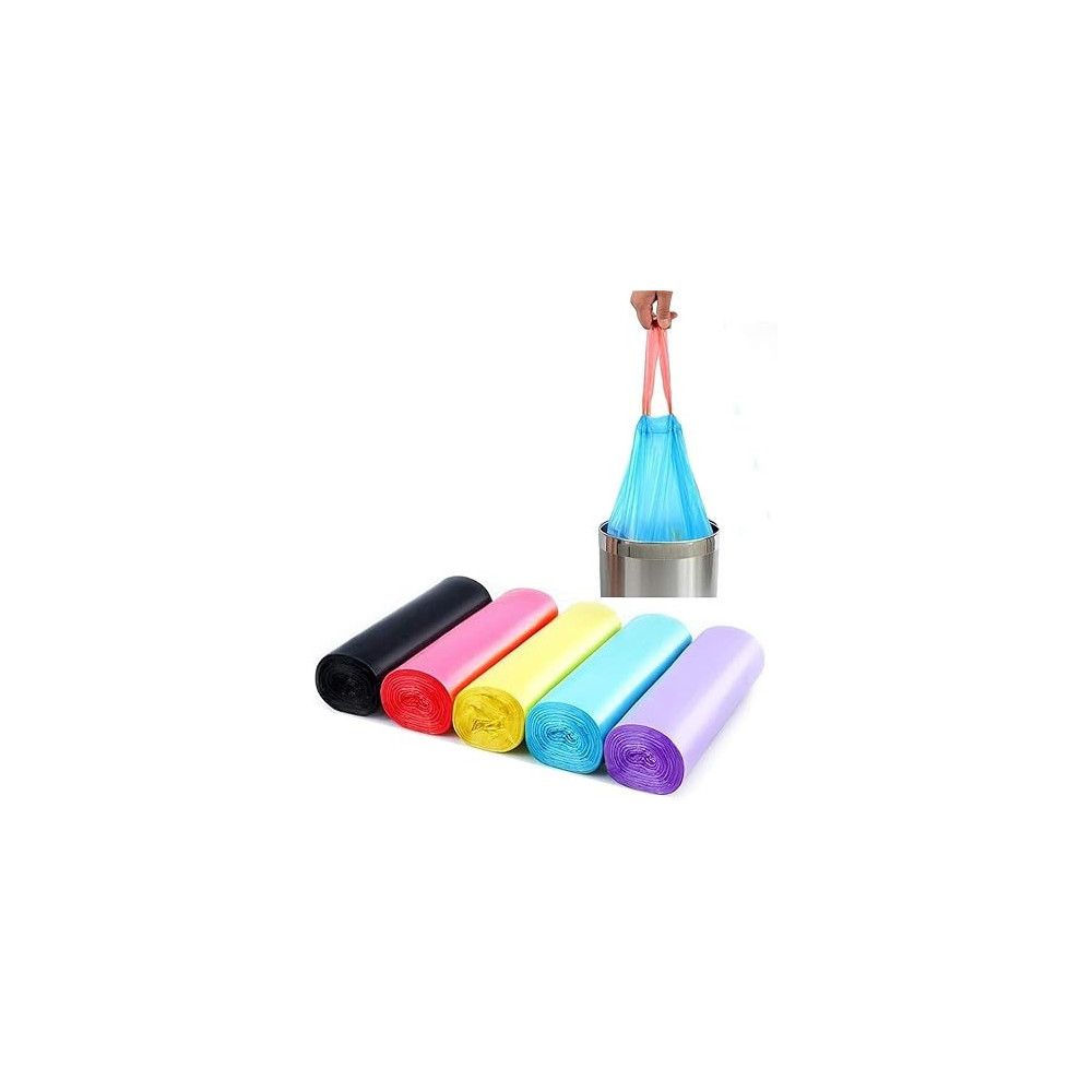 Yu Well Trash Bags Plastic Disposable Garbage Bags With Handles For Office, Kitchen, Bedroom Waste Colorful Portable Rubbish Bags, Wastebasket Bags, 7 Roll, 140 Pcs, 45 x 50 cm