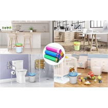 Yu Well Trash Bags Plastic Disposable Garbage Bags With Handles For Office, Kitchen, Bedroom Waste Colorful Portable Rubbish Bags, Wastebasket Bags, 7 Roll, 140 Pcs, 45 x 50 cm