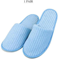Yu Well Disposable Spa Slippers Thick Soft Cotton Velvet Hotel Slippers For Home Travel Wedding Fits For Most Men And Women, Size UK 10-11, Blue