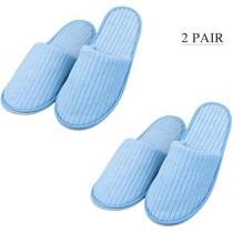 Yu Well Disposable Spa Slippers Thick Soft Cotton Velvet Hotel Slippers For Home Travel Wedding Fits For Most Men And Women, Size UK 10-11, Blue, 2 Pair