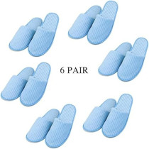 Yu Well Disposable Spa Slippers Thick Soft Cotton Velvet Hotel Slippers For Home Travel Wedding Fits For Most Men And Women, Size UK 10-11, Blue, 6 Pair