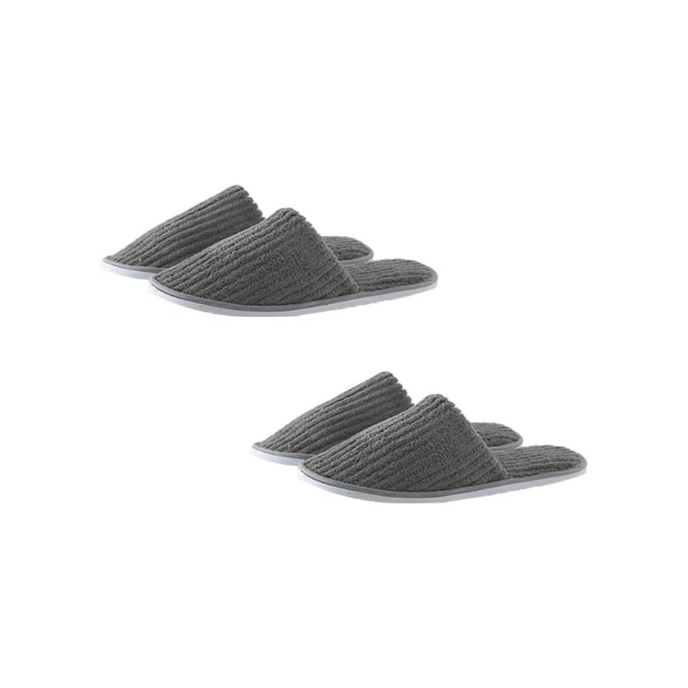 Yu Well Disposable Spa Slippers Thick Soft Cotton Velvet Hotel Slippers For Home Travel Wedding Fits For Most Men And Women, Size UK 10-11, Grey, Pair 2