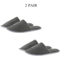 Yu Well Disposable Spa Slippers Thick Soft Cotton Velvet Hotel Slippers For Home Travel Wedding Fits For Most Men And Women, Size UK 10-11, Grey, Pair 2