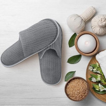 Yu Well Disposable Spa Slippers Thick Soft Cotton Velvet Hotel Slippers For Home Travel Wedding Fits For Most Men And Women, Size UK 10-11, Grey, Pair 2