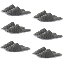 Yu Well Disposable Spa Slippers Thick Soft Cotton Velvet Hotel Slippers For Home Travel Wedding Fits For Most Men And Women, Size UK 10-11, Grey, Pair 6