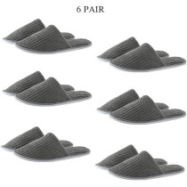 Yu Well Disposable Spa Slippers Thick Soft Cotton Velvet Hotel Slippers For Home Travel Wedding Fits For Most Men And Women, Size UK 10-11, Grey, Pair 6