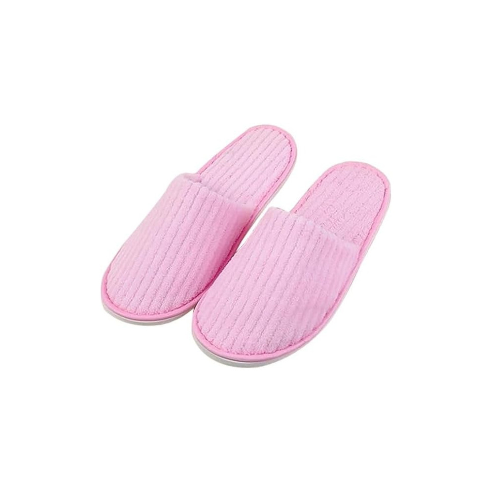 Yu Well Disposable Spa Slippers Thick Soft Cotton Velvet Hotel Slippers For Home Travel Wedding Fits For Most Men And Women, Size UK 10-11, Pink