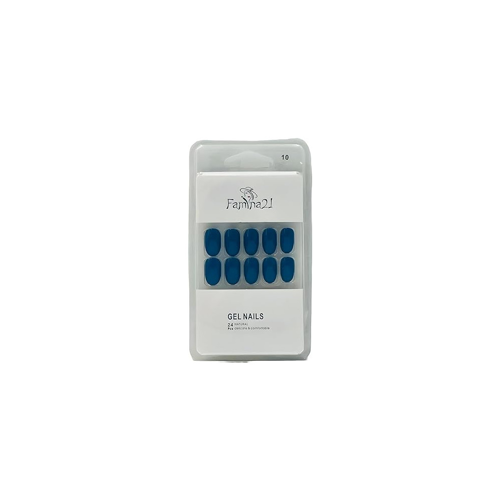 Famina21 Fake Gel Nails 24pcs With Glue Sticker, Number 10