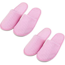 Yu Well Disposable Spa Slippers Thick Soft Cotton Velvet Hotel Slippers For Home Travel Wedding Fits For Most Men And Women, Size UK 10-11, Pink, 2 Pair