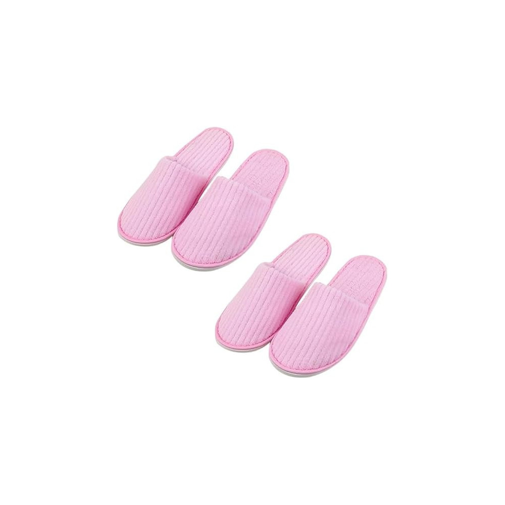 Yu Well Disposable Spa Slippers Thick Soft Cotton Velvet Hotel Slippers For Home Travel Wedding Fits For Most Men And Women, Size UK 10-11, Pink, 2 Pair