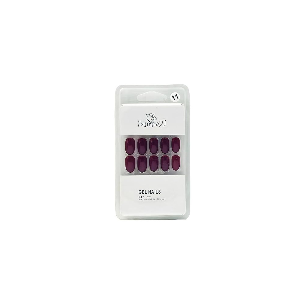Famina21 Fake Gel Nails 24pcs With Glue Sticker, Number 11