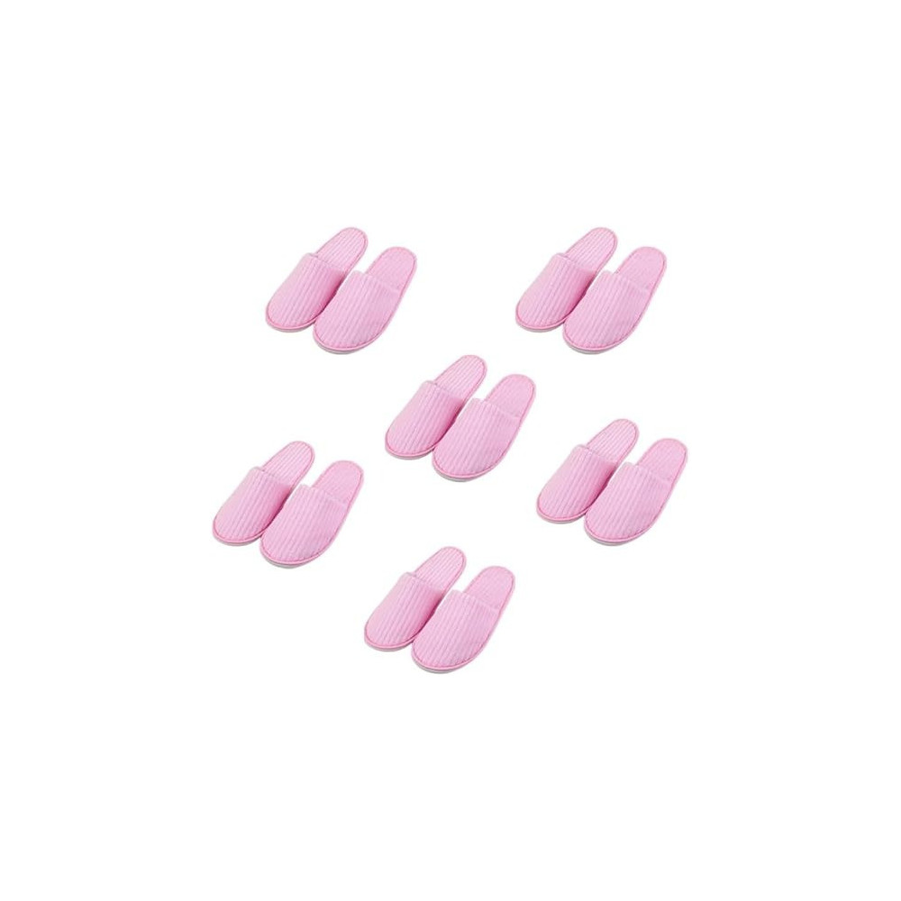 Yu Well Disposable Spa Slippers Thick Soft Cotton Velvet Hotel Slippers For Home Travel Wedding Fits For Most Men And Women, Size UK 10-11, Pink, 6 Pair