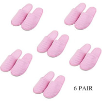 Yu Well Disposable Spa Slippers Thick Soft Cotton Velvet Hotel Slippers For Home Travel Wedding Fits For Most Men And Women, Size UK 10-11, Pink, 6 Pair