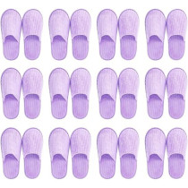 Yu Well Disposable Spa Slippers Thick Soft Cotton Velvet Hotel Slippers For Home Travel Wedding Fits For Most Men And Women, Size UK 10-11, Purple, 12 Pair