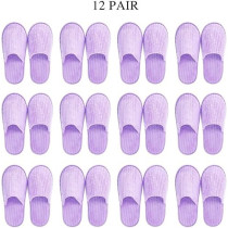 Yu Well Disposable Spa Slippers Thick Soft Cotton Velvet Hotel Slippers For Home Travel Wedding Fits For Most Men And Women, Size UK 10-11, Purple, 12 Pair