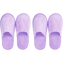 Yu Well Disposable Spa Slippers Thick Soft Cotton Velvet Hotel Slippers For Home Travel Wedding Fits For Most Men And Women, Size UK 10-11, Purple, 2 Pair