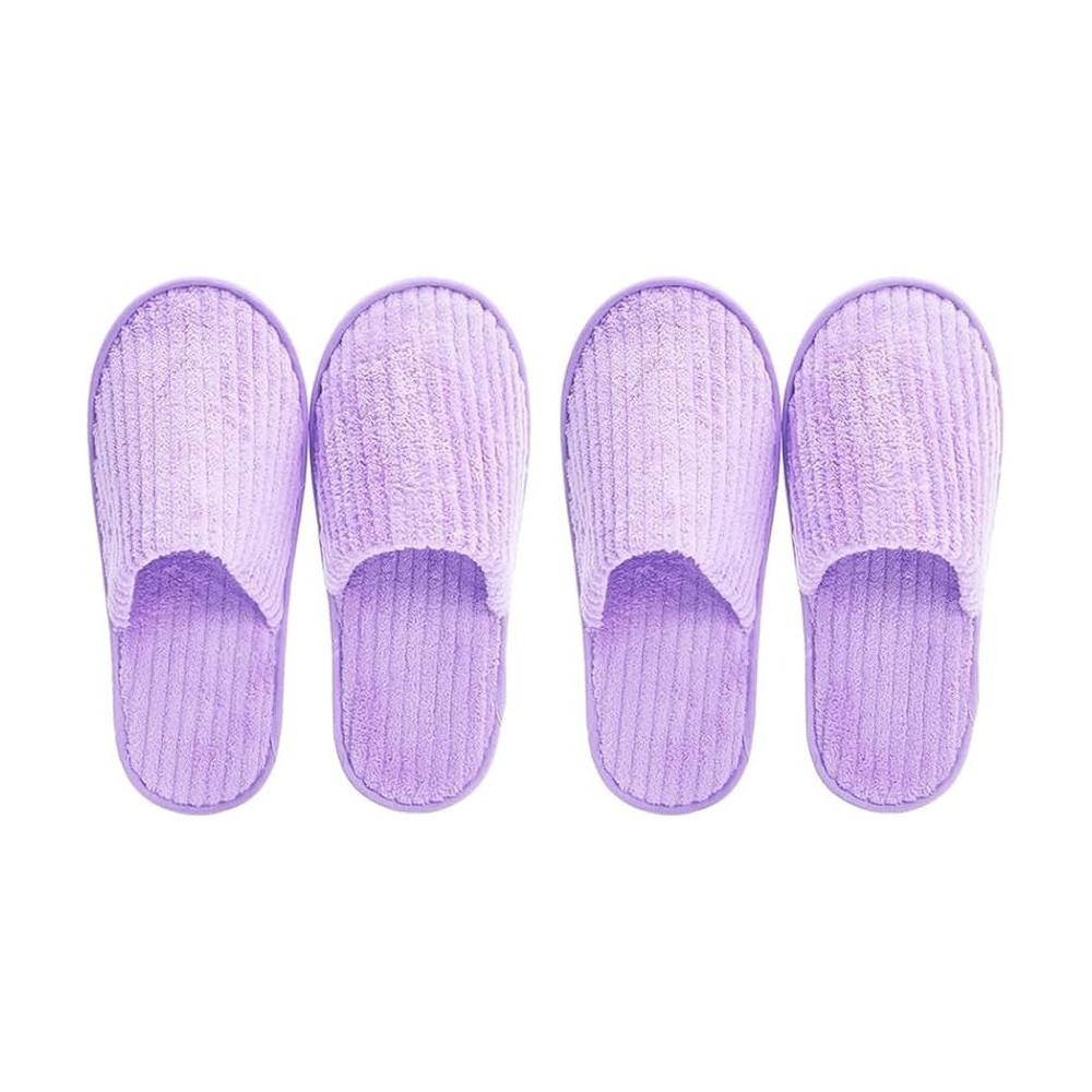 Yu Well Disposable Spa Slippers Thick Soft Cotton Velvet Hotel Slippers For Home Travel Wedding Fits For Most Men And Women, Size UK 10-11, Purple, 2 Pair