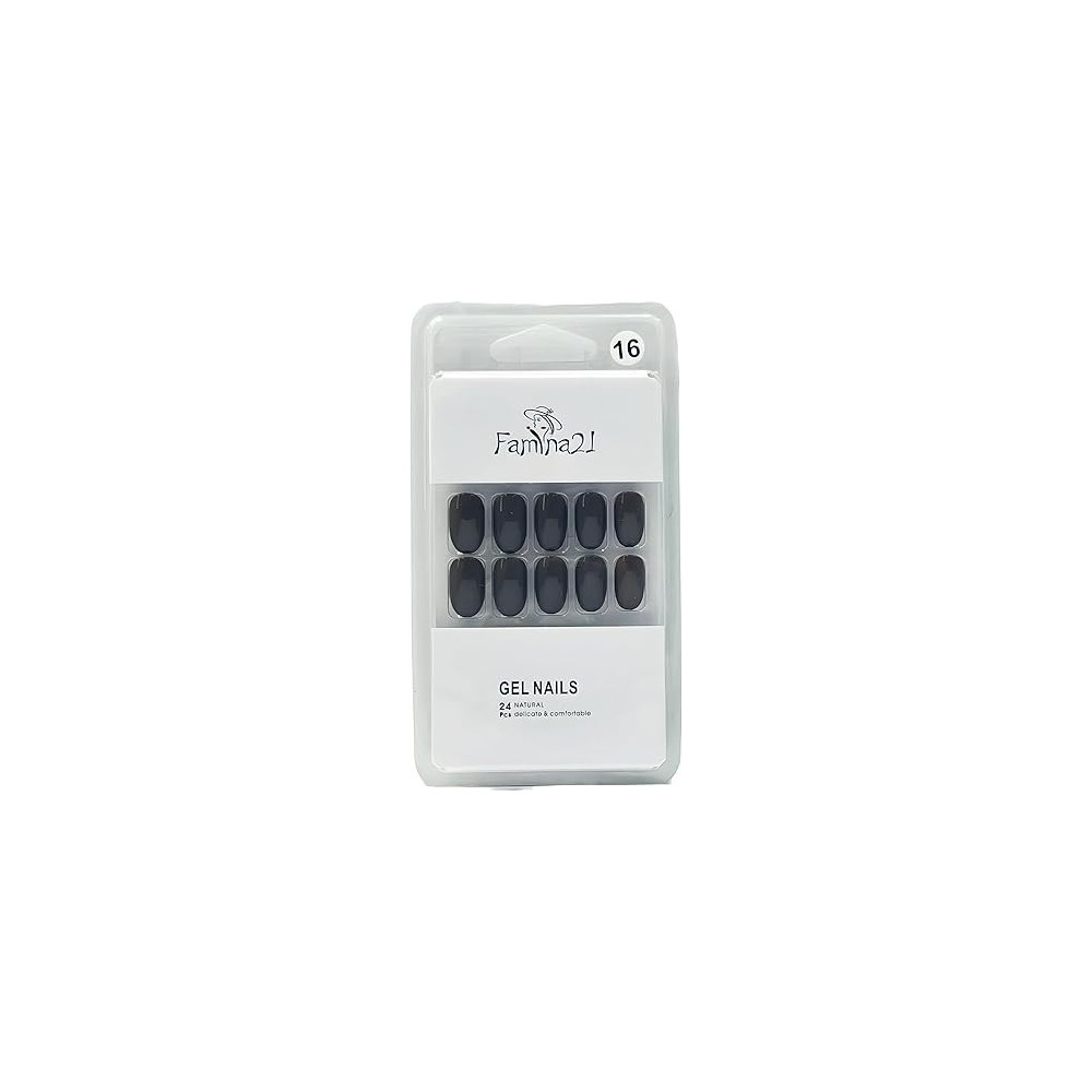 Famina21 Fake Gel Nails 24pcs With Glue Sticker, Number 16