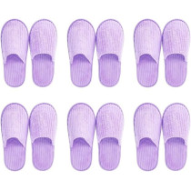 Yu Well Disposable Spa Slippers Thick Soft Cotton Velvet Hotel Slippers For Home Travel Wedding Fits For Most Men And Women, Size UK 10-11, Purple, 6 Pair
