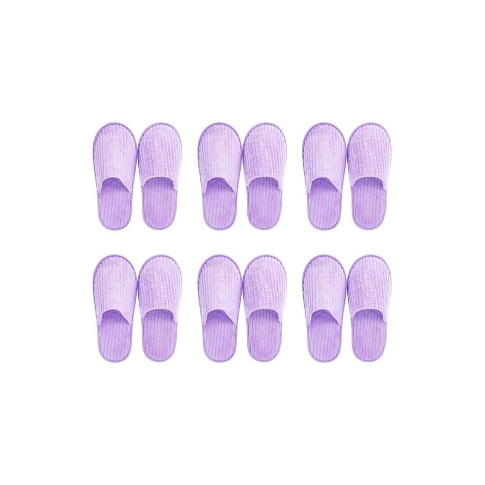 Yu Well Disposable Spa Slippers Thick Soft Cotton Velvet Hotel Slippers For Home Travel Wedding Fits For Most Men And Women, Size UK 10-11, Purple, 6 Pair
