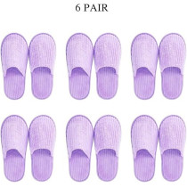 Yu Well Disposable Spa Slippers Thick Soft Cotton Velvet Hotel Slippers For Home Travel Wedding Fits For Most Men And Women, Size UK 10-11, Purple, 6 Pair