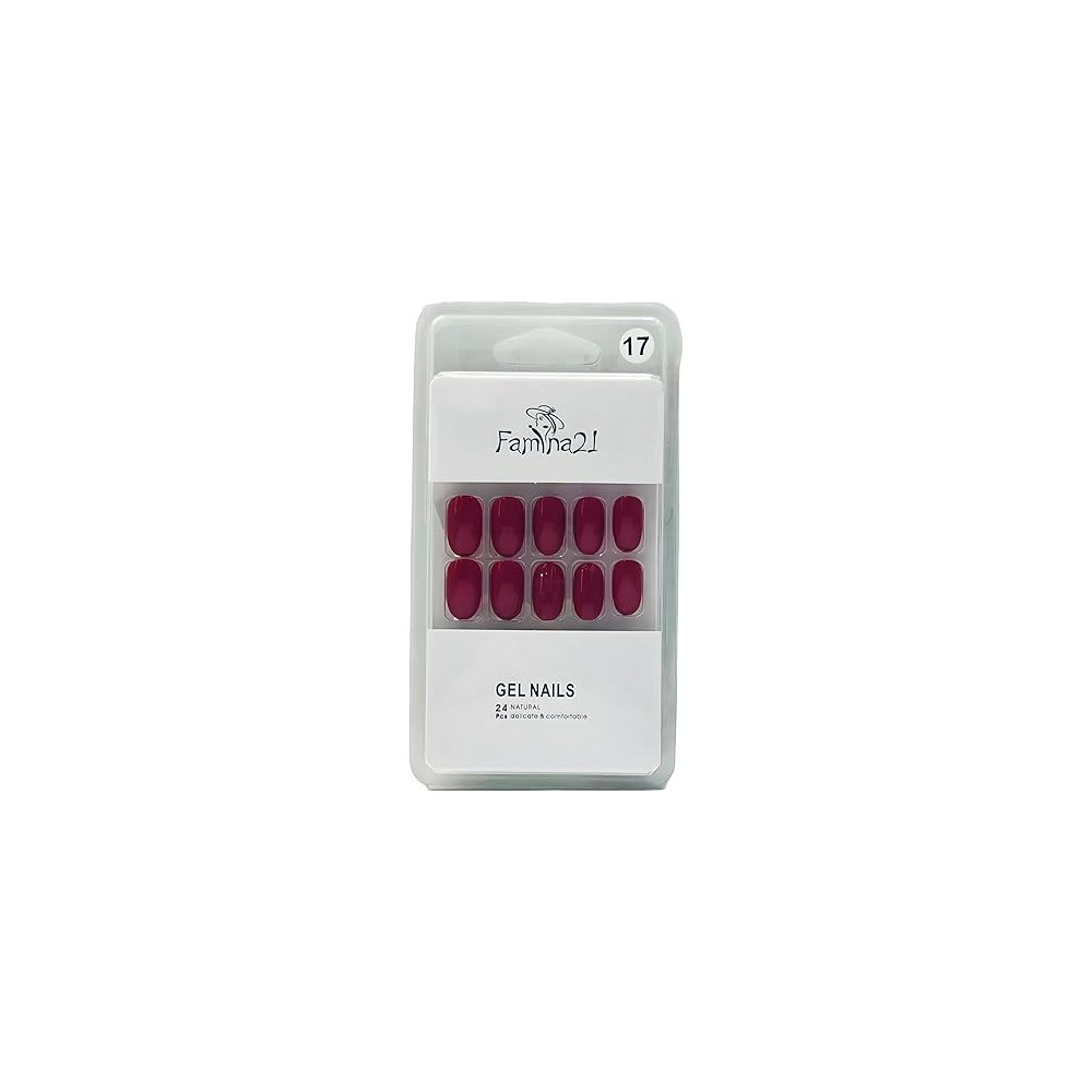Famina21 Fake Gel Nails 24pcs With Glue Sticker, Number 17