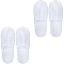 Yu Well Disposable Spa Slippers Thick Soft Cotton Velvet Hotel Slippers For Home Travel Wedding Fits For Most Men And Women, Size UK 10-11, White, 2 Pair