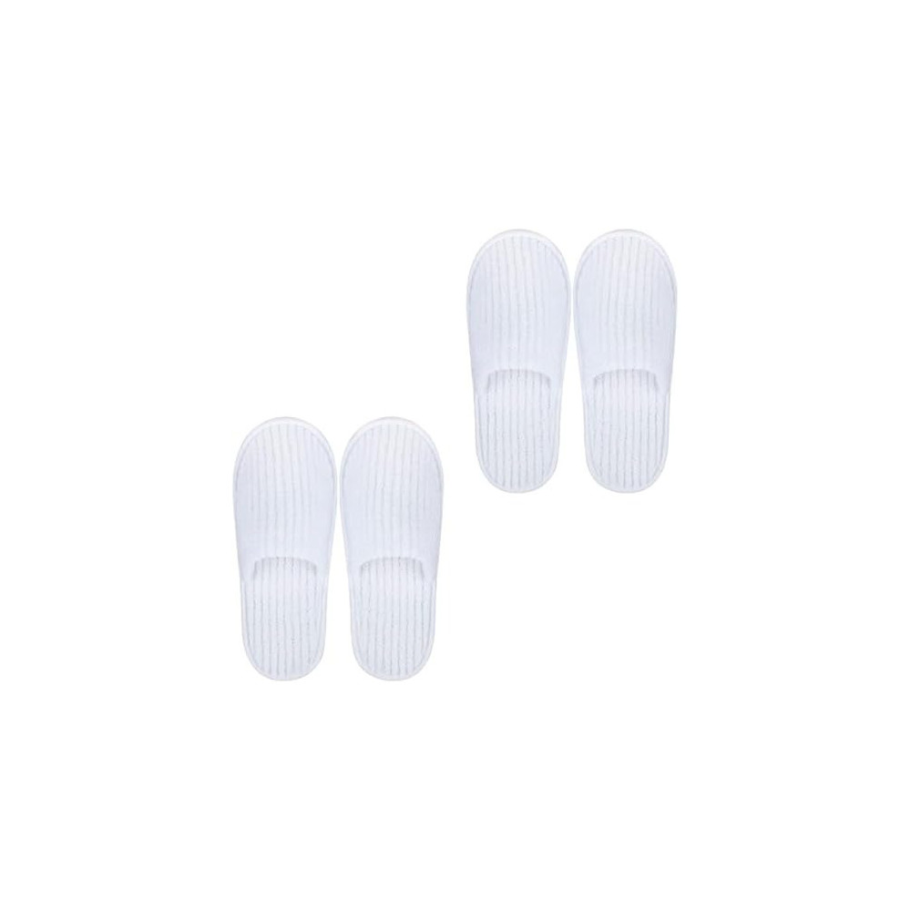 Yu Well Disposable Spa Slippers Thick Soft Cotton Velvet Hotel Slippers For Home Travel Wedding Fits For Most Men And Women, Size UK 10-11, White, 2 Pair