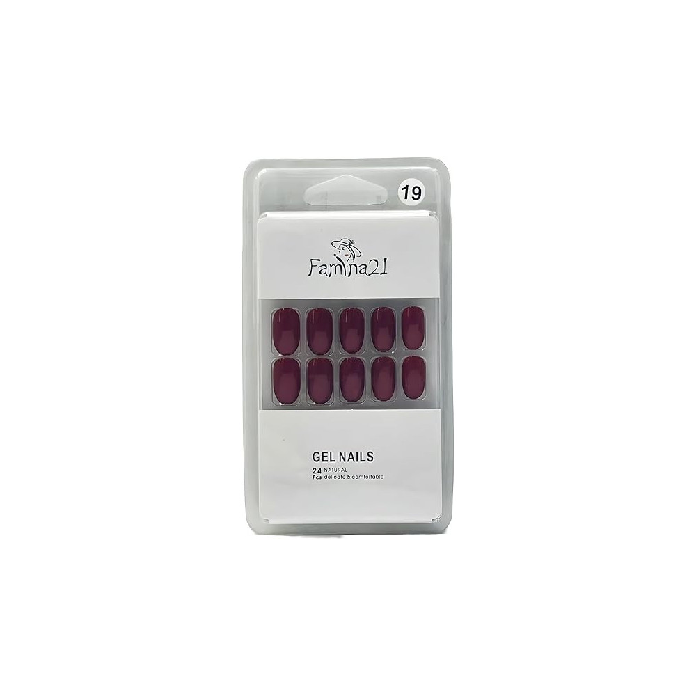 Famina21 Fake Gel Nails 24pcs With Glue Sticker, Number 19