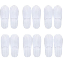 Yu Well Disposable Spa Slippers Thick Soft Cotton Velvet Hotel Slippers For Home Travel Wedding Fits For Most Men And Women, Size UK 10-11, White, 6 Pair