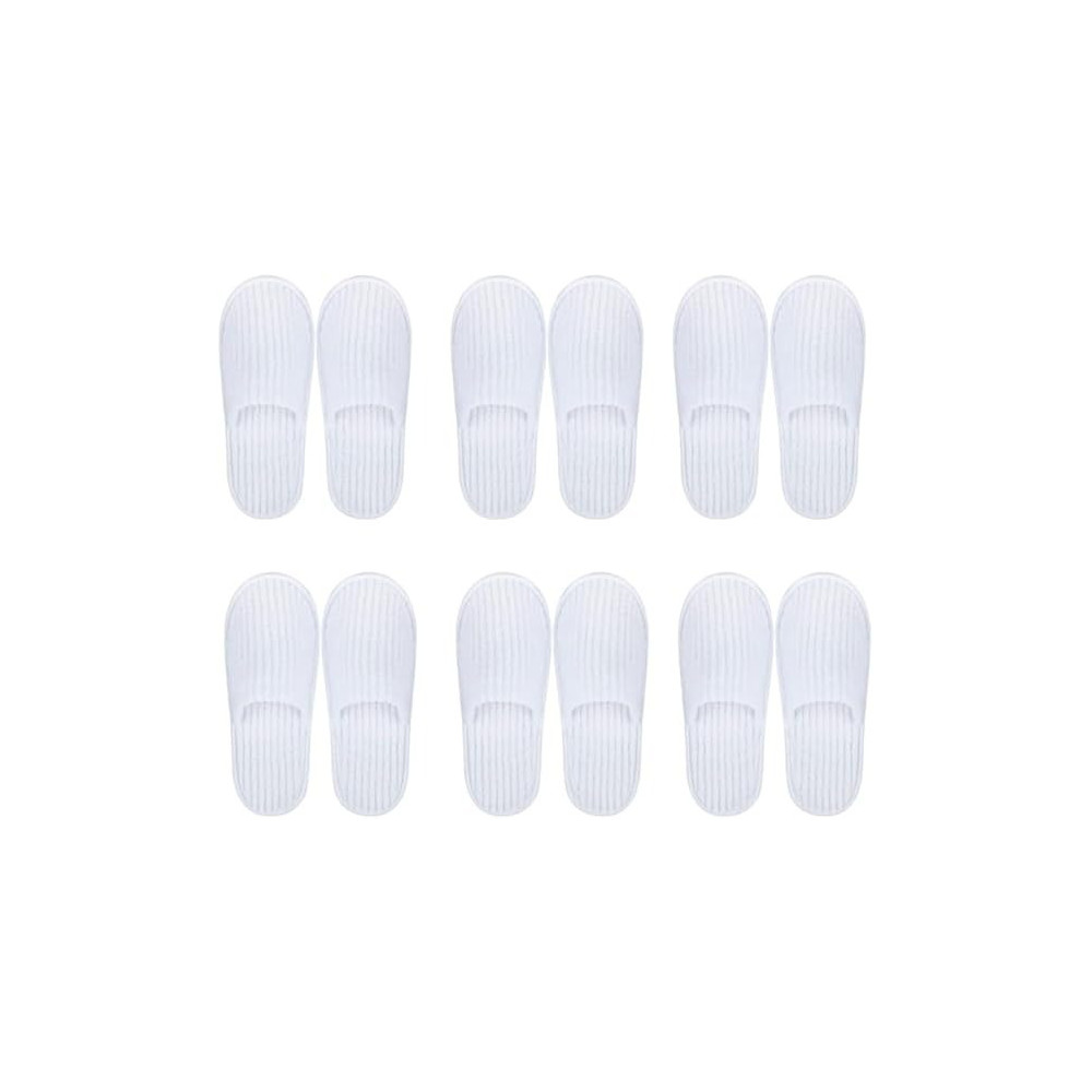 Yu Well Disposable Spa Slippers Thick Soft Cotton Velvet Hotel Slippers For Home Travel Wedding Fits For Most Men And Women, Size UK 10-11, White, 6 Pair