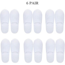 Yu Well Disposable Spa Slippers Thick Soft Cotton Velvet Hotel Slippers For Home Travel Wedding Fits For Most Men And Women, Size UK 10-11, White, 6 Pair
