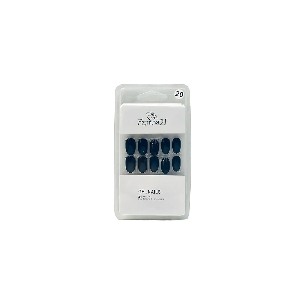 Famina21 Fake Gel Nails 24pcs With Glue Sticker, Number 20