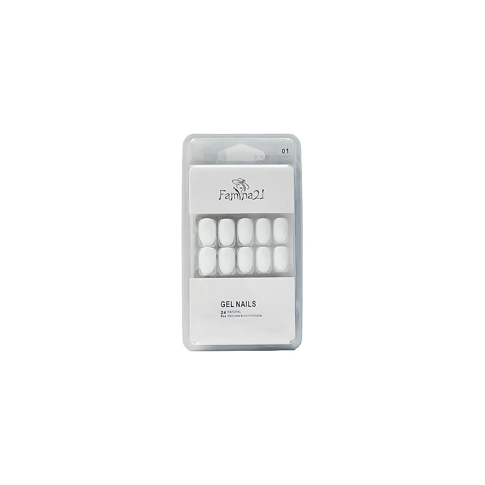 Famina21 Fake Gel Nails 24pcs With Glue Sticker, Number 01