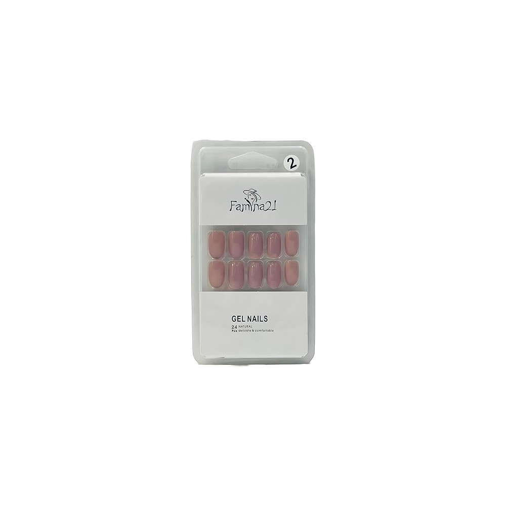 Famina21 Fake Gel Nails 24pcs With Glue Sticker, Number 02