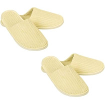 Yu Well Disposable Spa Slippers Thick Soft Cotton Velvet Hotel Slippers For Home Travel Wedding Fits For Most Men And Women, Size UK 10-11, Yellow, 2 Pair