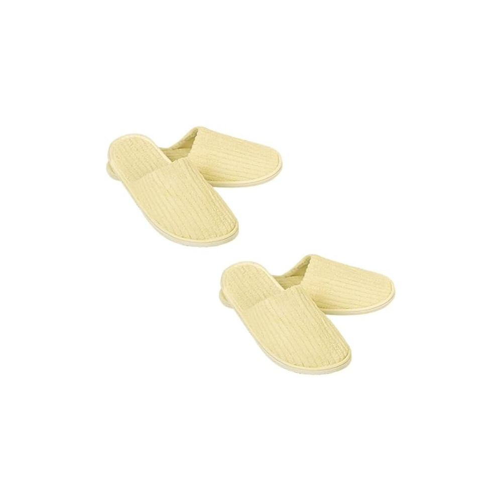 Yu Well Disposable Spa Slippers Thick Soft Cotton Velvet Hotel Slippers For Home Travel Wedding Fits For Most Men And Women, Size UK 10-11, Yellow, 2 Pair