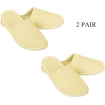 Yu Well Disposable Spa Slippers Thick Soft Cotton Velvet Hotel Slippers For Home Travel Wedding Fits For Most Men And Women, Size UK 10-11, Yellow, 2 Pair