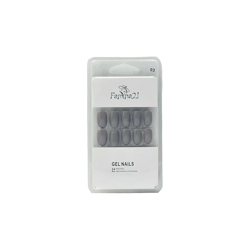 Famina21 Fake Gel Nails 24pcs With Glue Sticker, Number 03