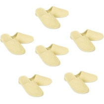 Yu Well Disposable Spa Slippers Thick Soft Cotton Velvet Hotel Slippers For Home Travel Wedding Fits For Most Men And Women, Size UK 10-11, Yellow, 6 Pair