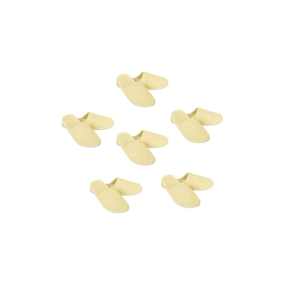 Yu Well Disposable Spa Slippers Thick Soft Cotton Velvet Hotel Slippers For Home Travel Wedding Fits For Most Men And Women, Size UK 10-11, Yellow, 6 Pair